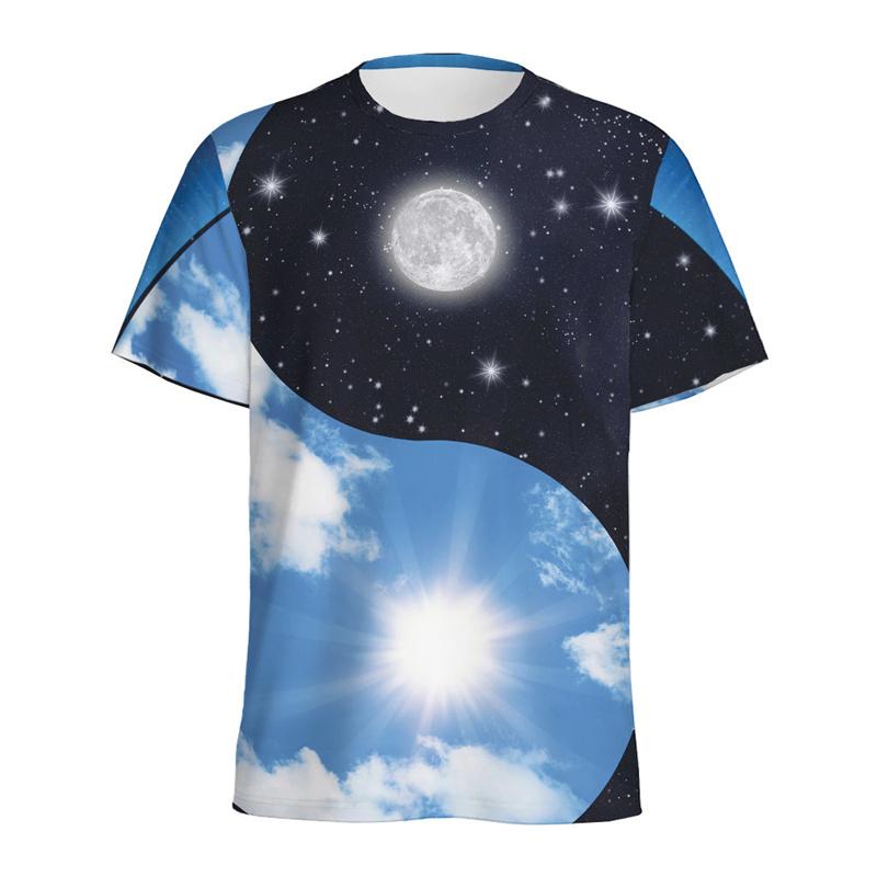 Černé Bílé Vzor Jin Jang Pánské Tričko Cool Street Kulatý Výstřih Krátký Rukáv Trička Top Dámské Léto 3D Tištěná Volná Trička