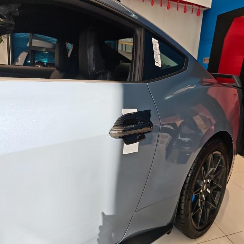 For Ford Mustang 2024 2025 ABS carbonfiber black Exterior Side Door Handle door Bowl sticker Cover Trim External accessories