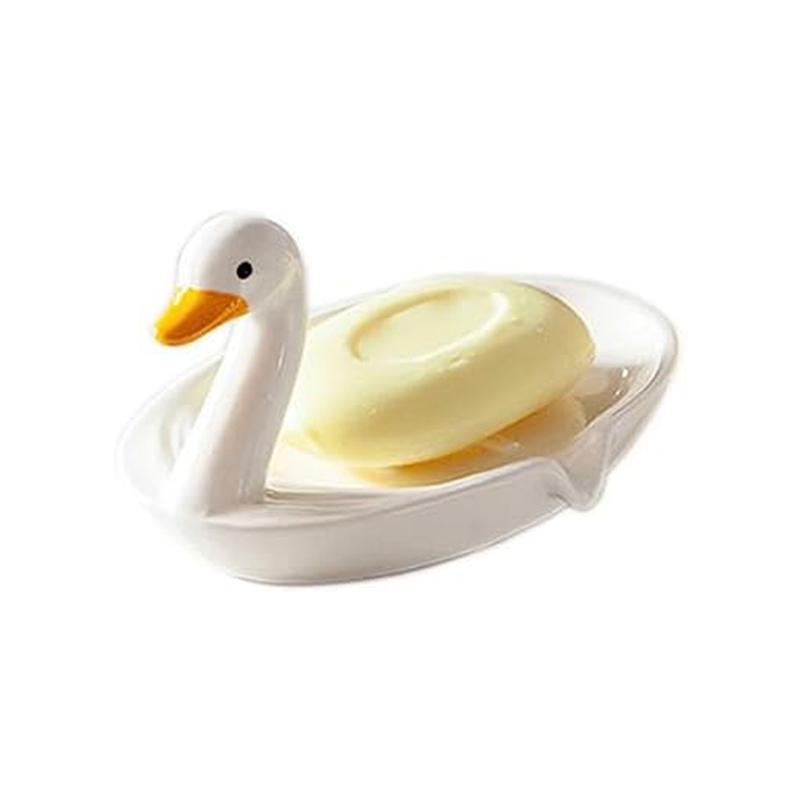 Porte-savon Canard Animal Mignon Porte-savon Auto-Drainant Boîte à Savon avec Égouttoir pour Douche Salle de Bain Cuisine