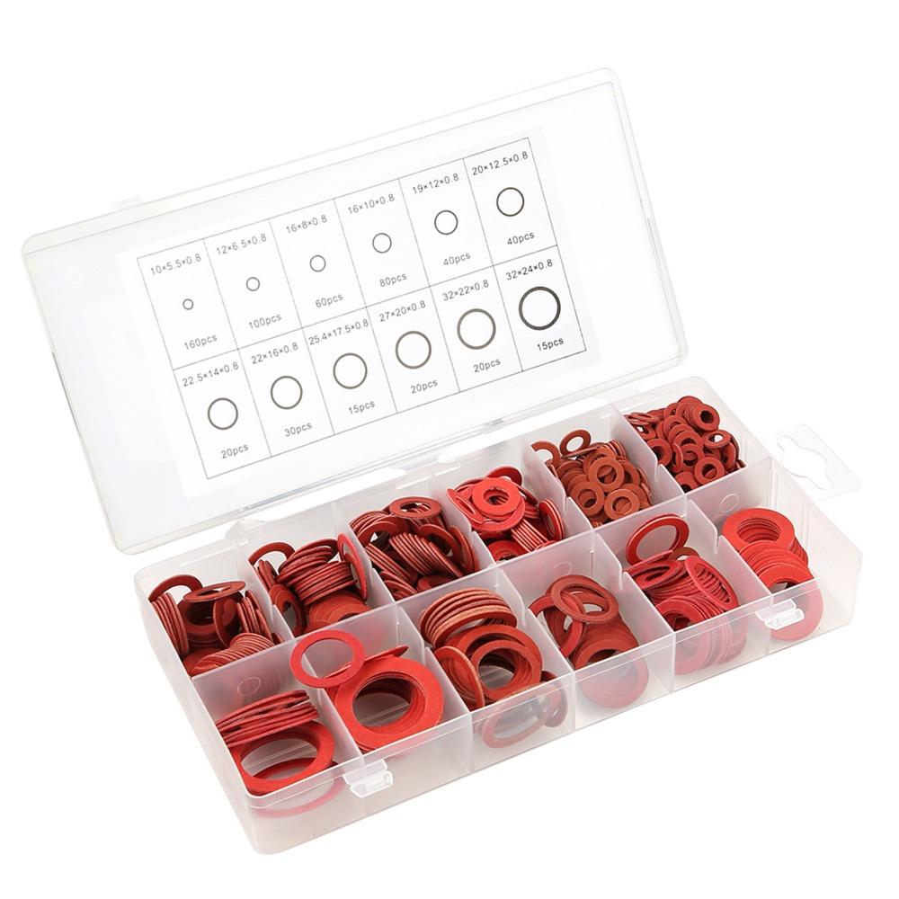 600 PCS 12 Different Sizes Fiber Flat Washers Kit With Plastic Storage Box Vulcanized Fiber Gasket Insulation Washer Assortment
