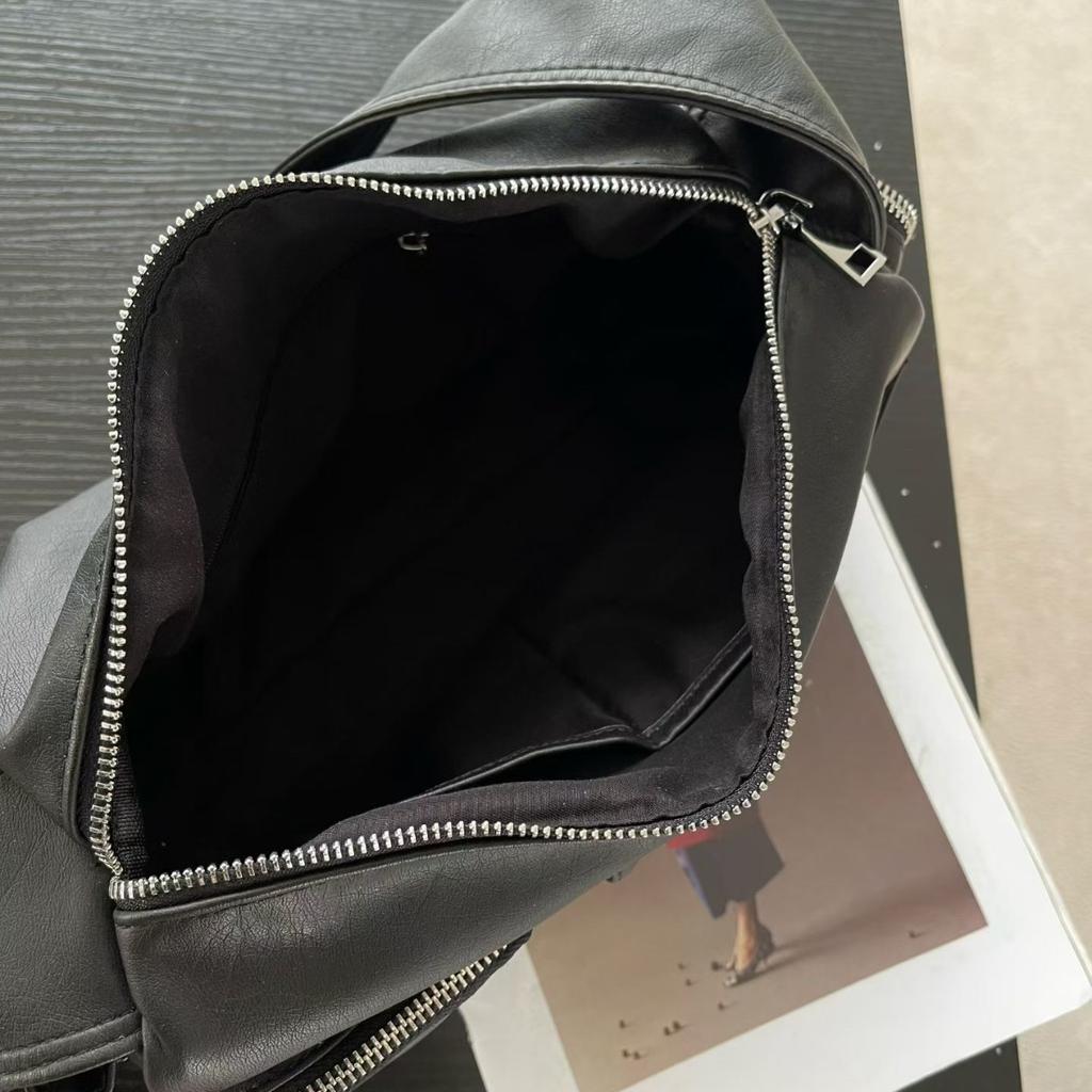 Vintage Multiple Pockets Motorcycle Bag Designer Women Handbags Luxury Soft Pu Leather Shoulder Bags Large Messenger Bag 2025