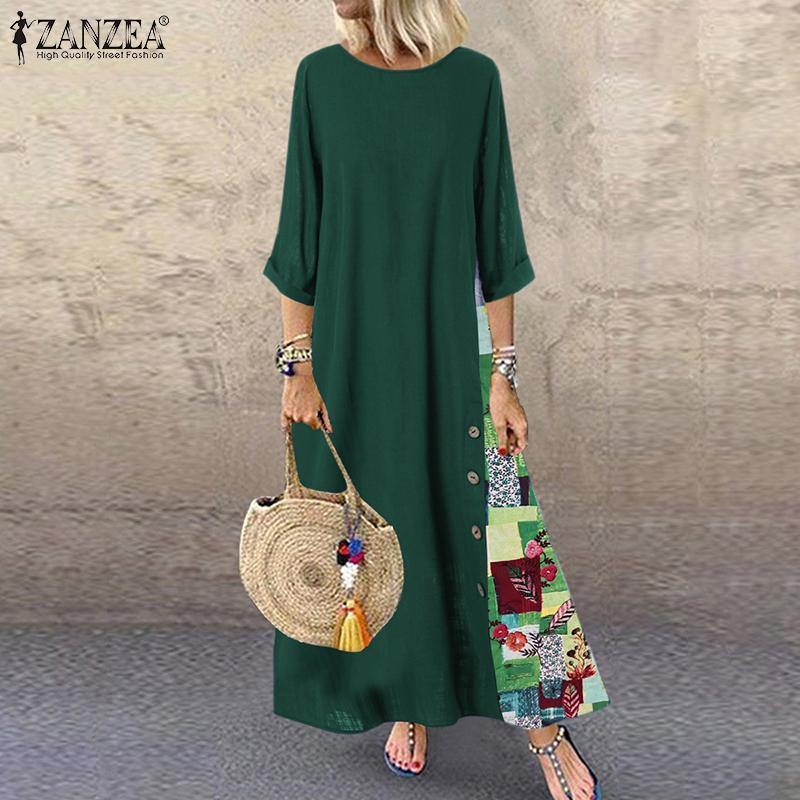 ZANZEA Vintage Womens Round Neck Floral ...