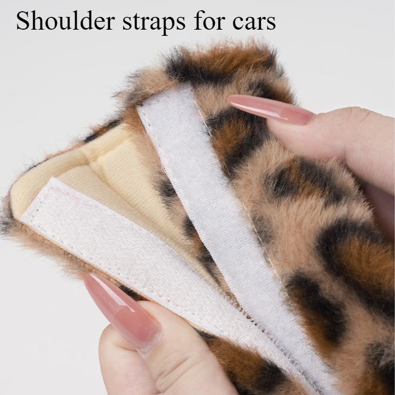 Car Seat Belt Shoulder Cover High-grade Leopard Print Winter Plush Car Anti-choke and Anti-friction Four Seasons Shoulder Cover