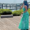 Women Halter Neck Sleeveless Printed Maxi Dress Elegant Evening Party Gown