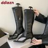 Mode Silber Damen Zehenfrei Damen Kniehohe Stiefel Schuhe Mit Dünnen Absätzen Schuhe Mode Reißverschlüsse Damen Sandalen mit Absatz Stiefel Schuhe