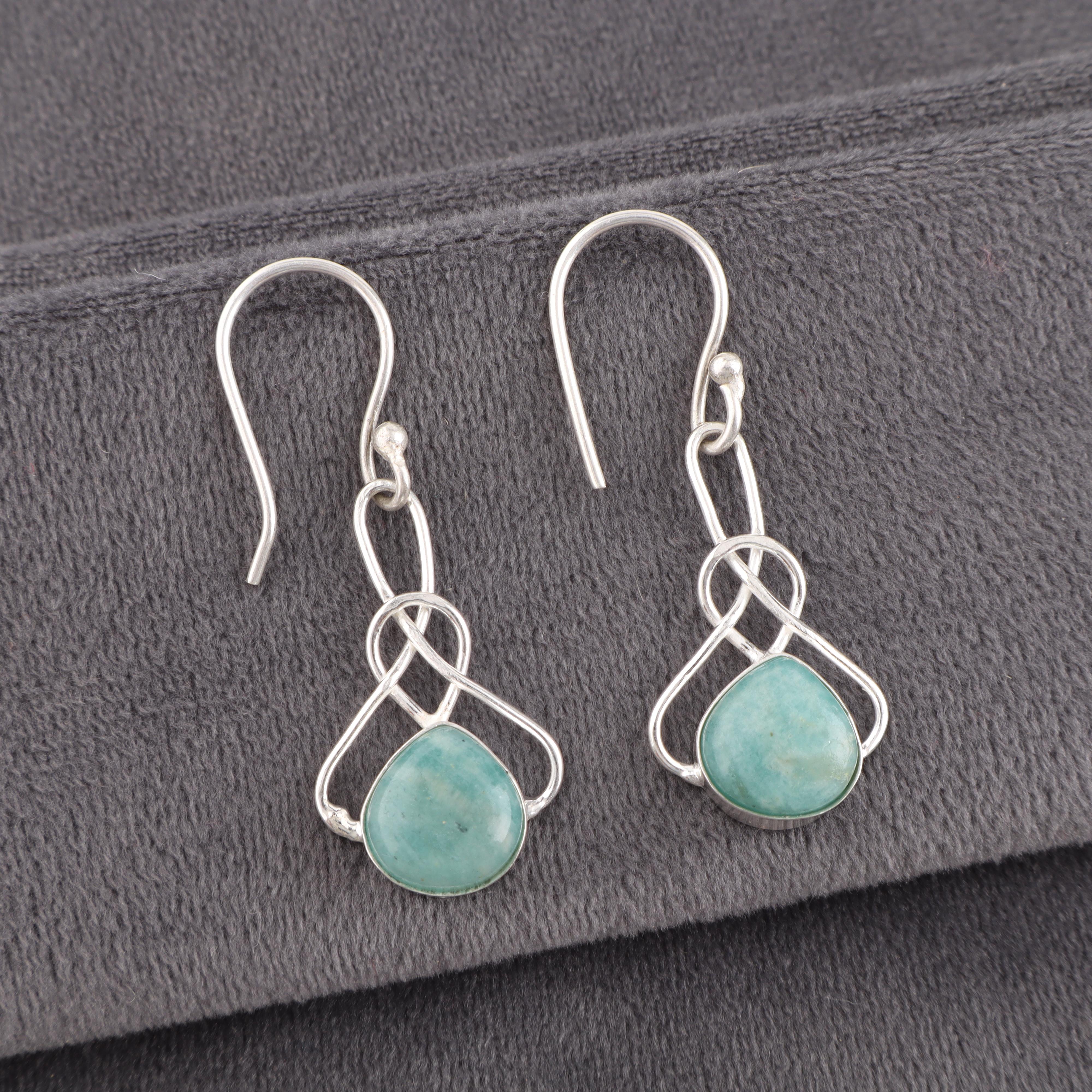 

Серьги из амазонита, Ювелирные изделия из драгоценных камней из стерлингового серебра 925 пробы, Серьги ручной работы, Для подарка на День благодарения 1.50 Inches синий