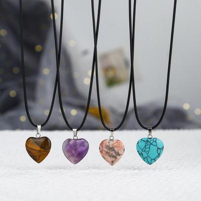 Natürlicher Kristallanhänger, Dongling, Tigerauge, dreidimensionales Pfirsichherz-Halskette, Schmuck