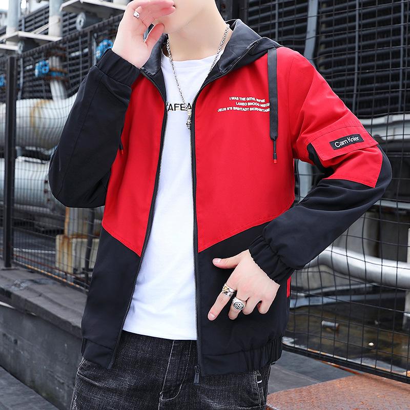 Jacket Men's Trendy Versatile Hooded Jacket Trendy Brand Spring and Autumn Hong Kong Style Coat Youth Handsome Top