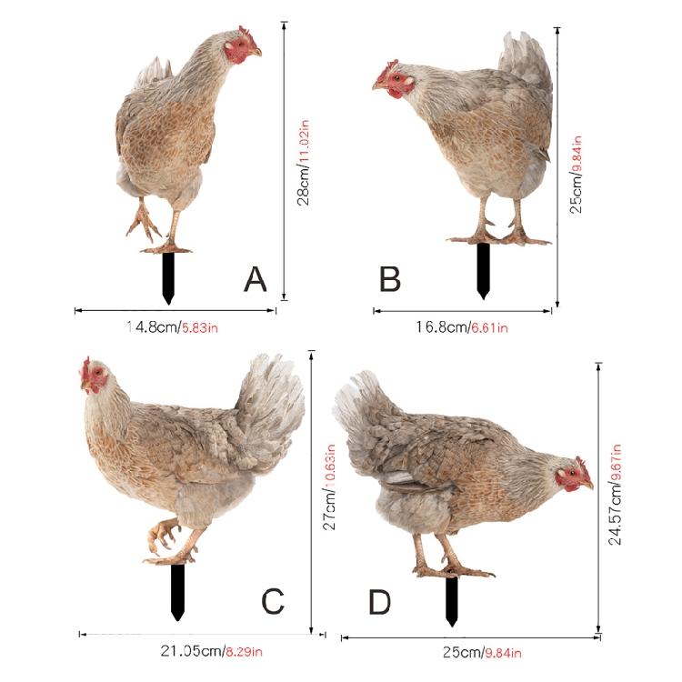 Chicken Garden Stakes Animal Stake Sculpture for Yard Outdoor Lawn Ornaments