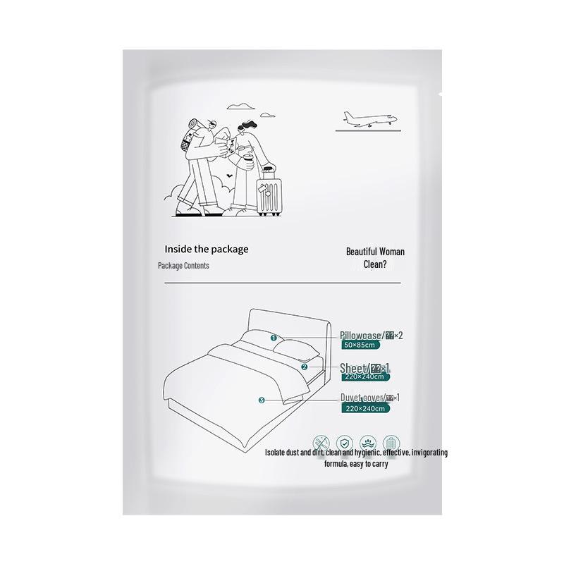Portable 4-Piece Disposable Bedding Set: Dirt-Proof Duvet Cover, Bed Sheet, Pillowcase