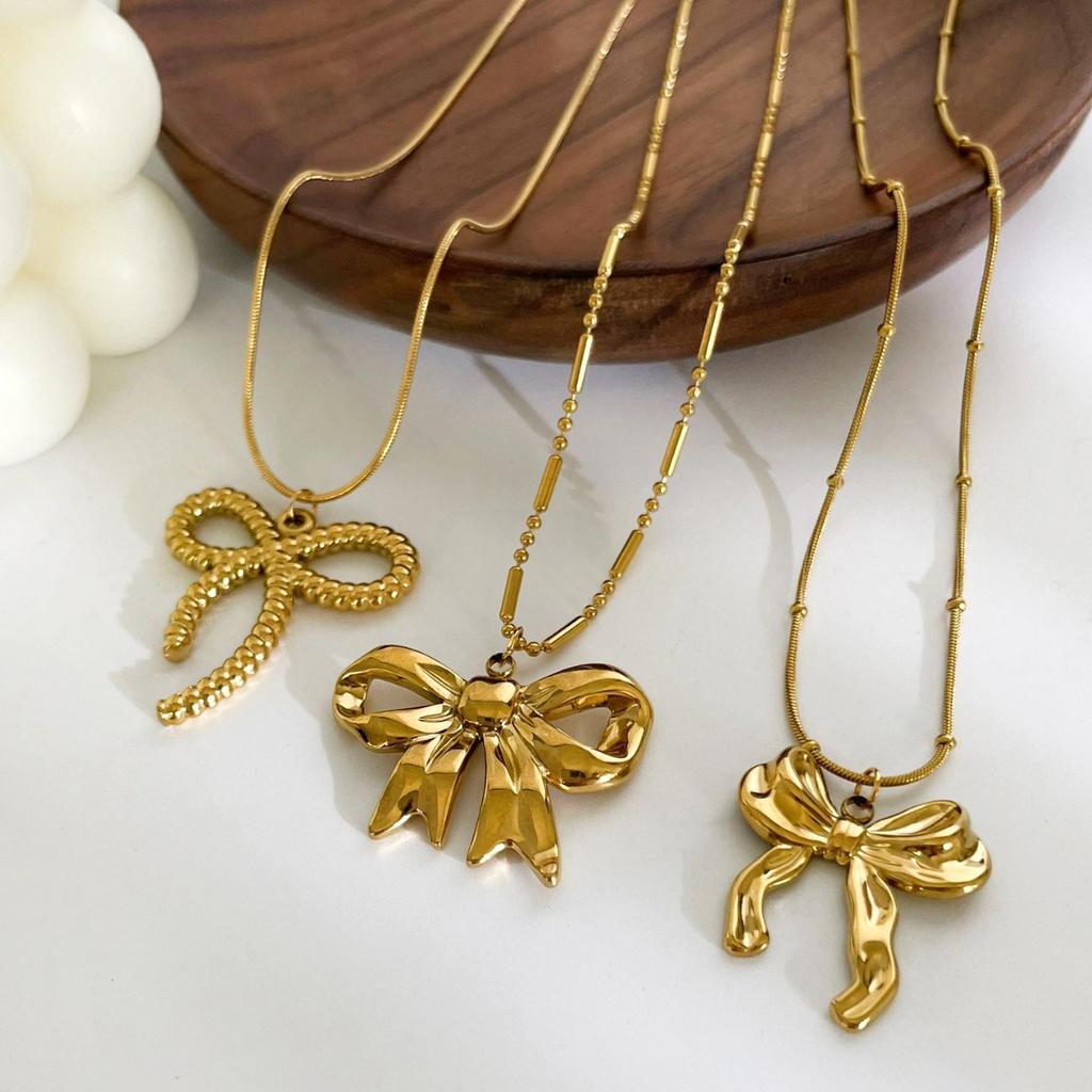 Light Luxury Bow Necklace Y2K Metal Style Necklace For Women Girls Summer Beach Body Chain High-end Trendy Jewelry Accessories