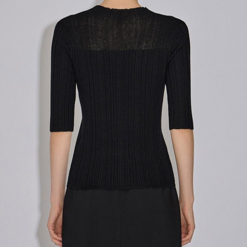 She S miSS Ribbed Half Sleeve Knit SSkpoo32060 Bk