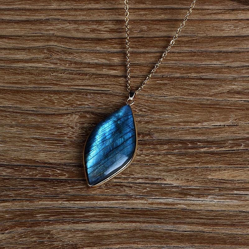 Natural Labradorite Moonstone Women Neckalce Freeform Blue Moon Men Pendants Necklaces Bracelet Accessories Jewelry