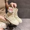 Summer and Autumn Korean Edition Breathable Hollow Versatile Boots Breathable and Wear-resistant Lightweight Lace Long Short Boots Women