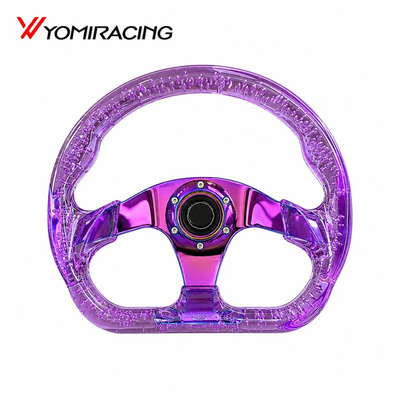High Quality Universal 330MM Purple Unique Design Auto Acrylic Transparent Modification Sport Steering