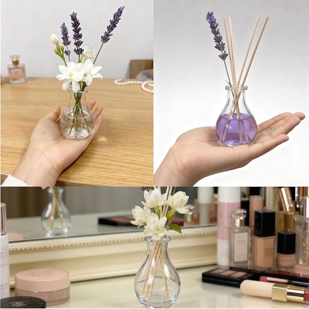 Glass Wishing Bottle with Cork Stopper Vase Shape Little Clear Glass Jars for Dried flowers Plant Seeds Beads Candy Storage 55ml