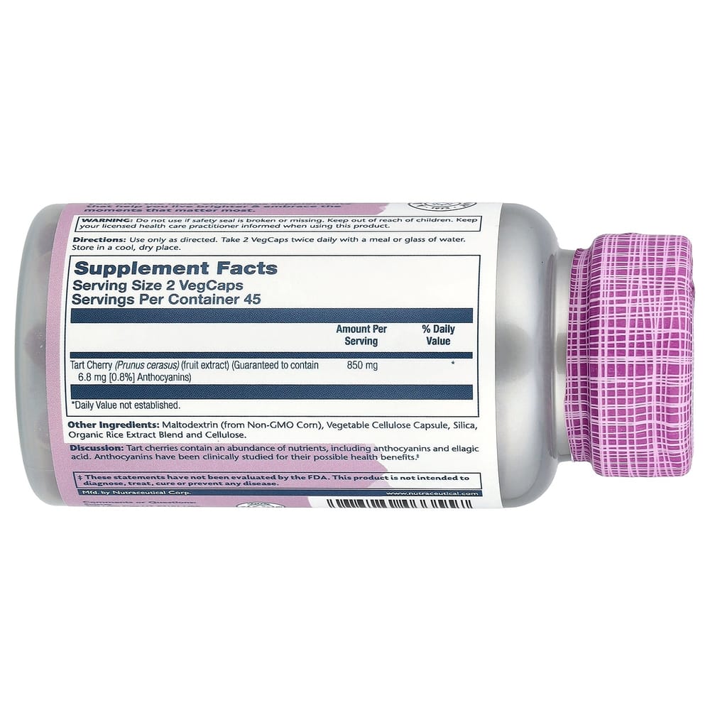Solaray Tart Cherry 850mg Veggie Capsules, 90 Count