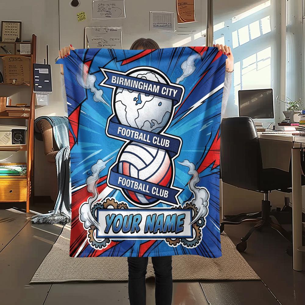 Custom Name Birmingham City2 Flannel Blanket, High quality Comfortable for All Seasons, Home Decor, Warmth and Comfort