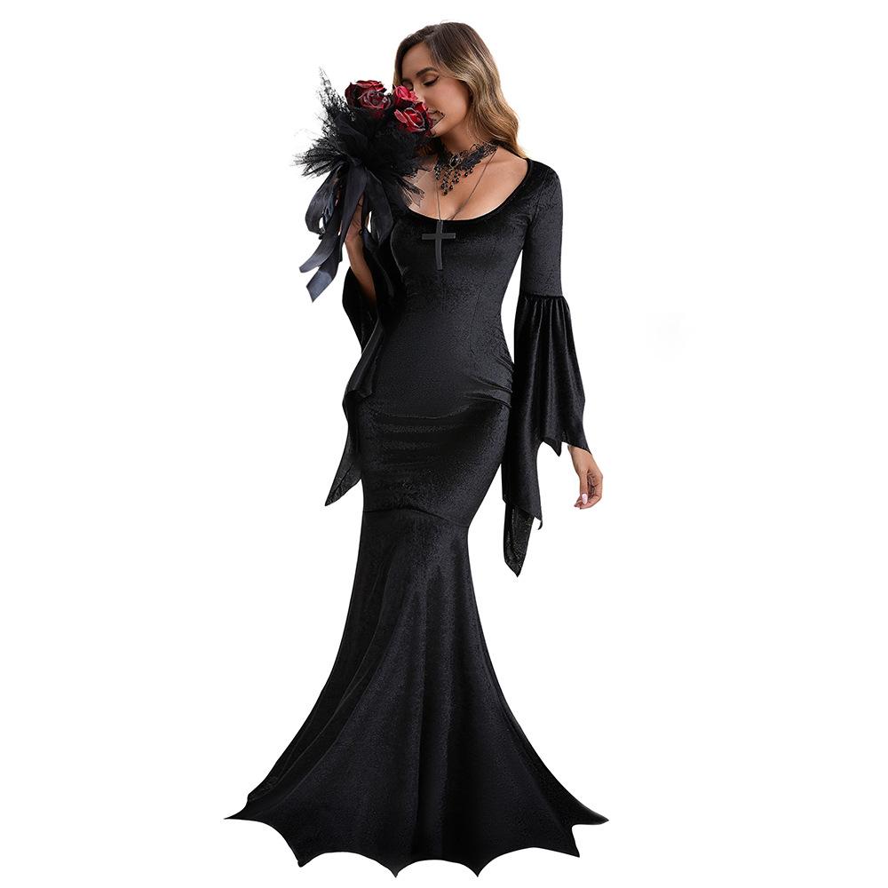 Halloween Bat Witch, Dark Gothic, Witch Vampire Makeup Ghost Bridal Dress Performance Costume