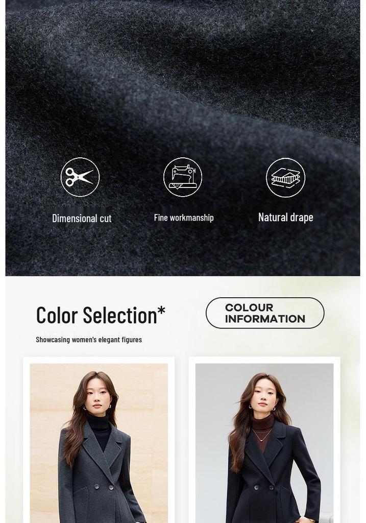 Women's 2025 Black Woolen Short Suit Jacket for Autumn/Winter - High-Grade, Thickened, Casual Fit