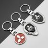 1Pc 3D Metal Car Keychain For Mitsubishi ASX Lancer EVO Pajero Outlander L200 Lancer PU Leather Emblem Key Ring Auto Accessories