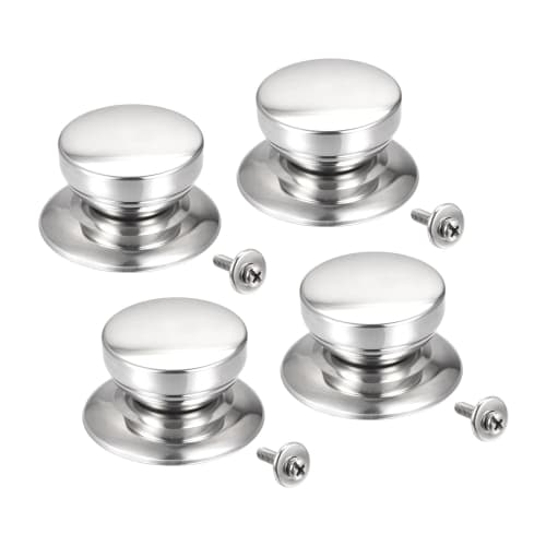 Uxcell Universal Pot Lid Knobs, Stainless Steel Replacement Knobs, 51x28mm, Glass and Stainless Steel, Pack of 4