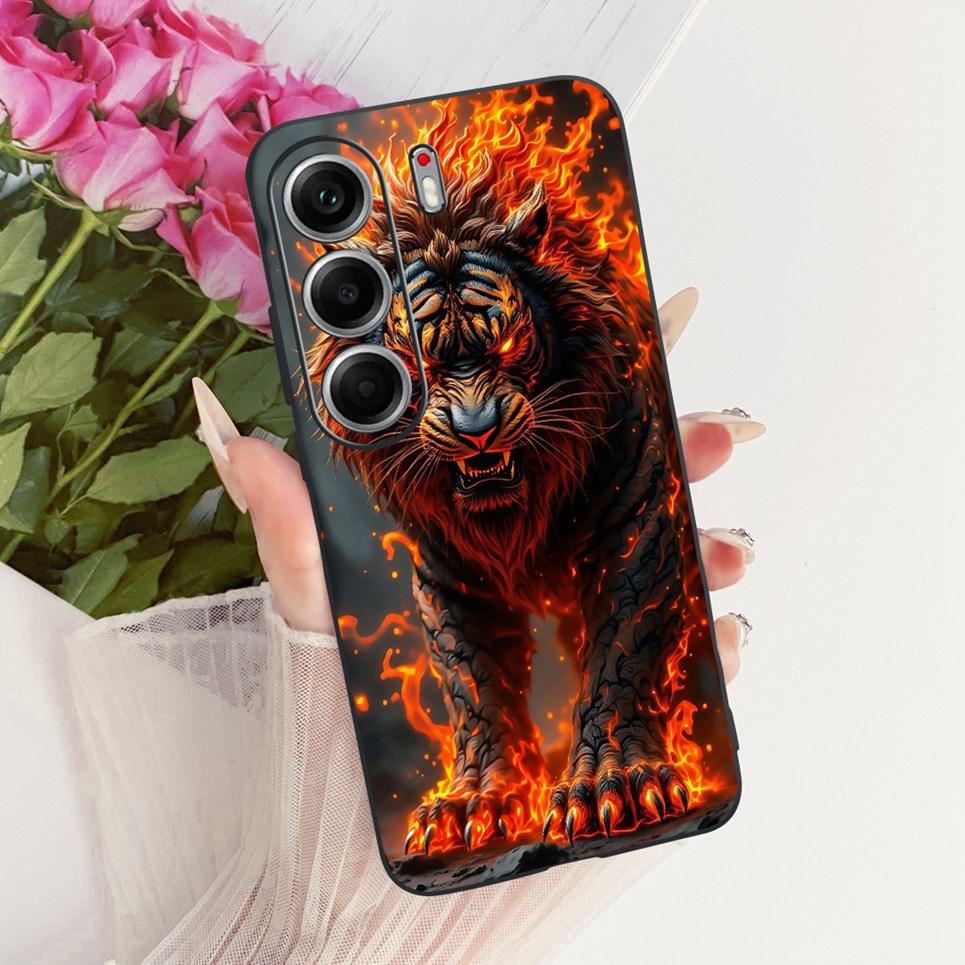 Hülle für Tecno Camon 40 Pro CM7 CM6 Handyhüllen für Camon 40 4G CM5 Niedliche Cartoon-Tiere Cooler Drache Löwe Weiches TPU Schwarze Abdeckung