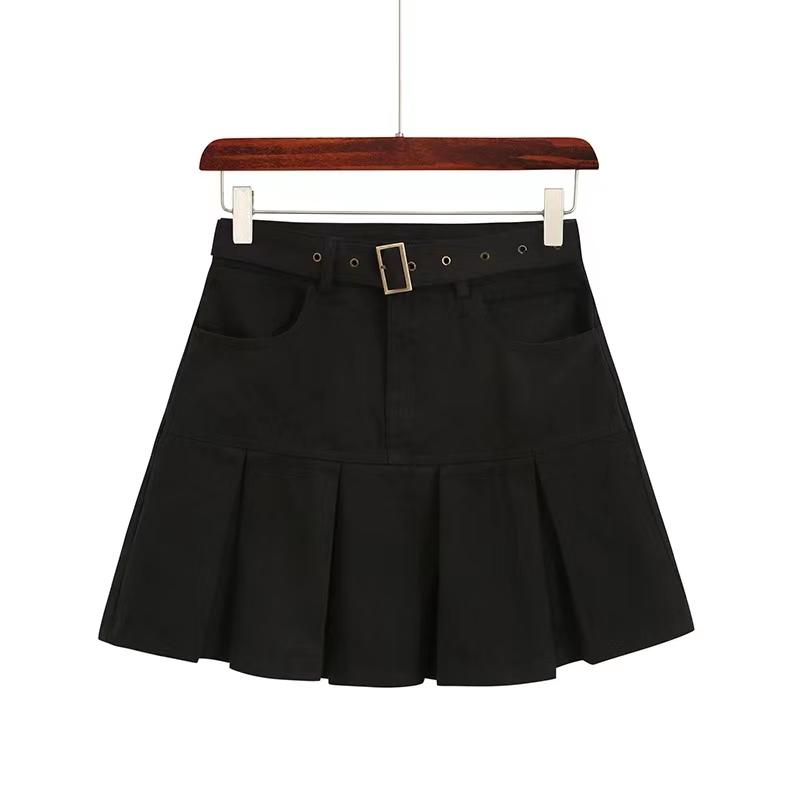 Women's Summer A-line Short Skirt Girls Large Size High Waist Thin Mermaid Skirt Female Solid Color Vintage Streetwear Skirts