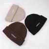 New Autumn and Winter Hat for Women Letter Embroidery Versatile Face Showing Small Wool Hat Warm Ear Protection Fashion Knit Hat Men