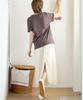 SLOWLOLLI Floral Chiffon Shirring Long Skirt - Cream