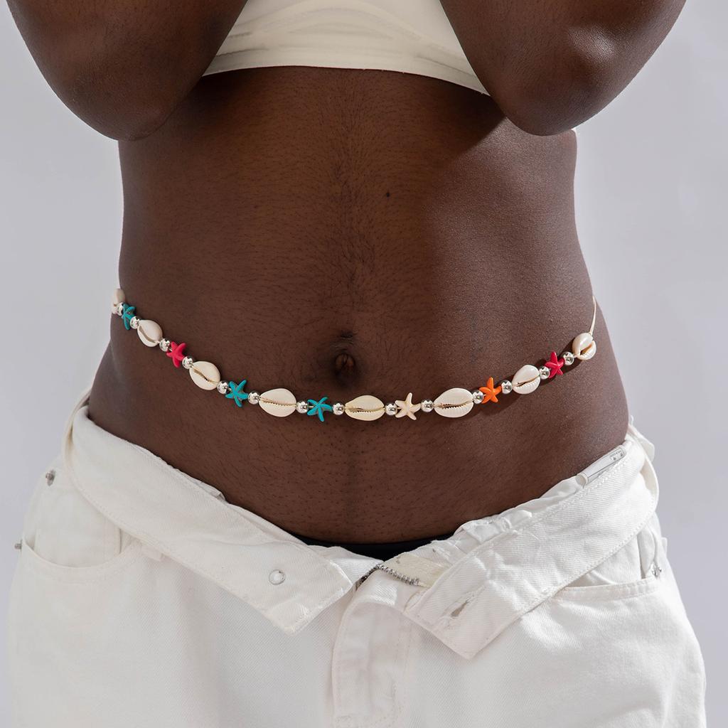 Tocona Bohemian Shell  Color Starfish Belly Chains for Women Sand Beach Measle String of Beads Body Jewelry Girls Party 23898