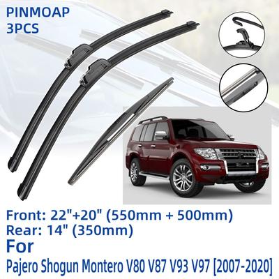 3 Peças Para Mitsubishi Pajero Shogun Montero V80 V87 V93 V97 2007-2020 22" 20" 14" Limpadores Dianteiro Traseiro Para-brisa Janela Acessórios