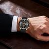 BY BENYAR Watch Chronograph Analog Watch 50M Water Resistant Business Simple Stylish Popular Formal Leather Strap Quartz Watch Gift for Men Black