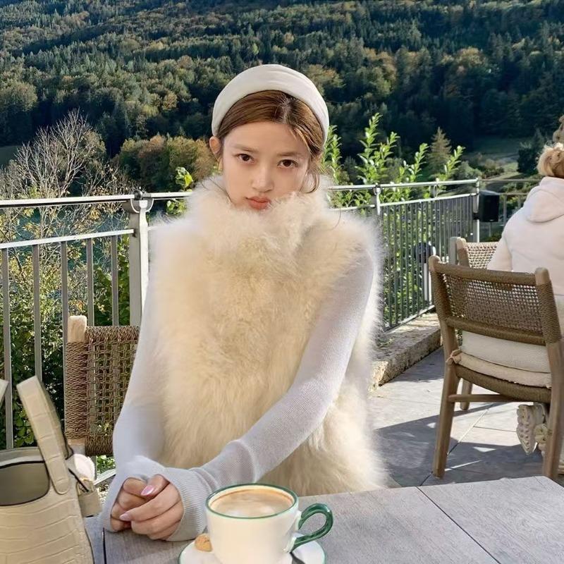 

Осенне-зимний дизайн, носите меховой жилет, куртку из искусственного лисьего меха, жилет, женский меховой жилет с воротником-стойкой, мода L абрикосовый