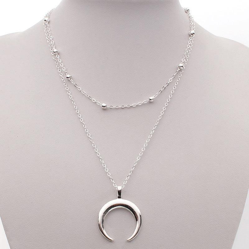 Europe, America, Simple Double-layer Stacked Back Chain Love Necklace Female, Harajuku Hip-hop Peach Heart Necklace