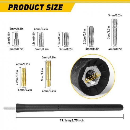 6.75" Black Universal Car Auto FM AM Radio Rubber Antenna Aerial Aluminum Alloy