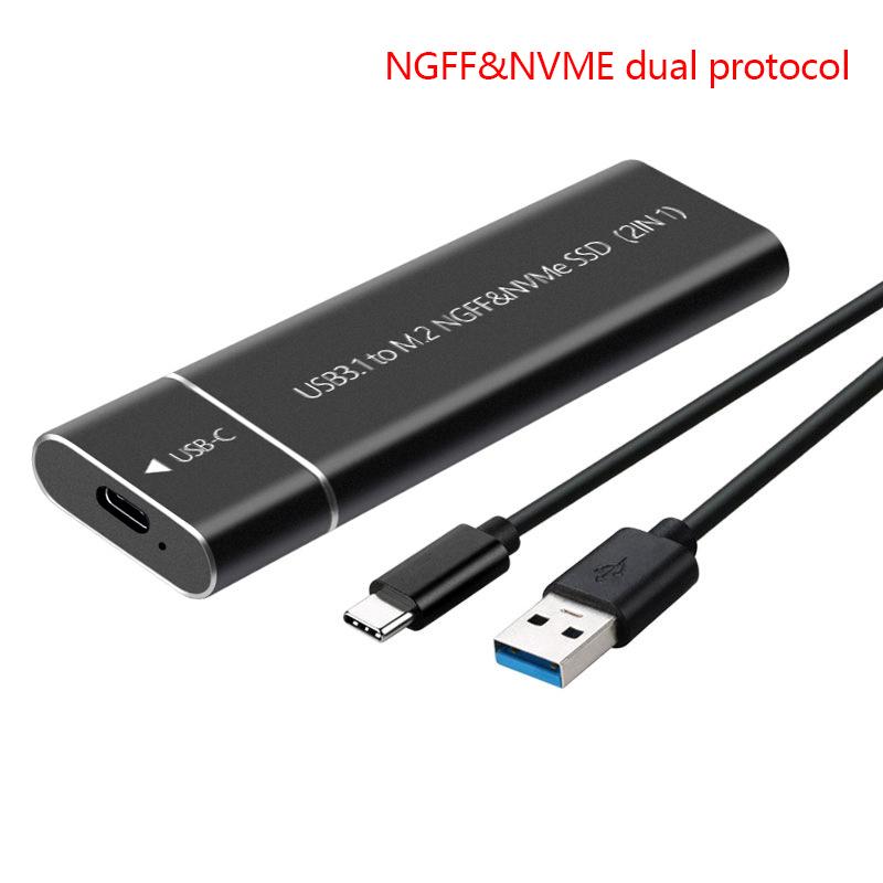 

Корпус для M2 SSD Nvme USB3.1 Зовнішній накопичувач Кейс для HDD 10 Гбіт/с Бокс для PCIe SSD для Ngff Sata SSD Диск Жорсткий диск для ПК Ноутбука