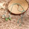 Ceramic Shell Fish Pendant Necklace for Women Irregular Gravel Braided Rope Adjustable Necklace Ocean Theme Boho Beach Jewelry
