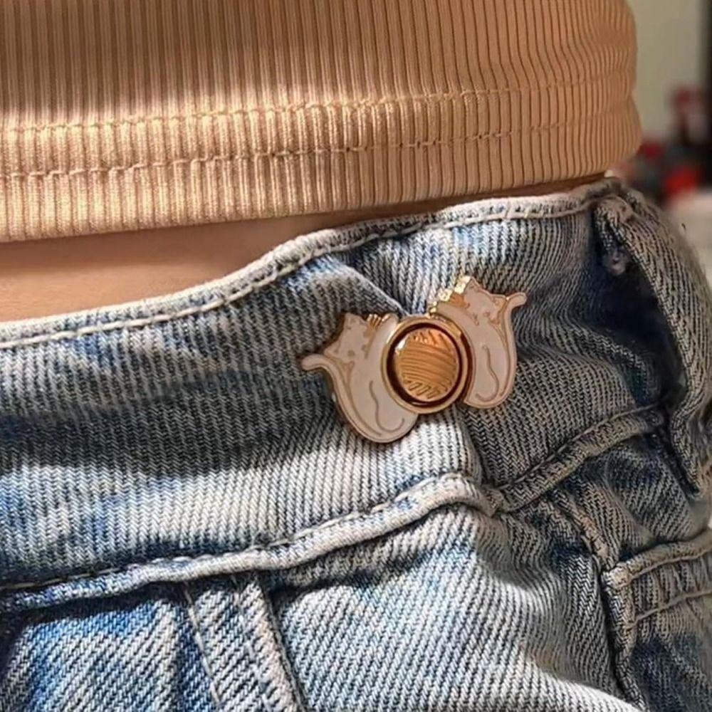 3Pairs Waist Adjust Button No-Sewing Metal Button Strawberry/Frog/Mushroom Replacement Jeans Buttons for Loose Jeans