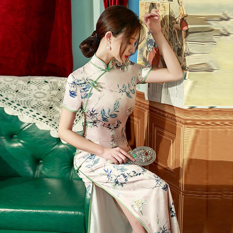 2024 Retro Shanghai Style Double-Layer Cheongsam: Eight-Button Long Dress