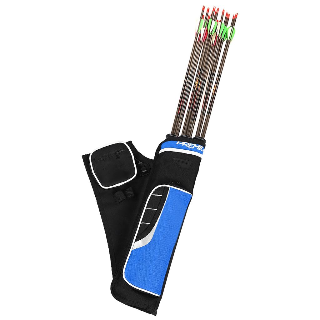 Archery Arrow Quiver Holder 3 Tubes Back Waist Shoulder Bag Pouch Bow Target(blue)