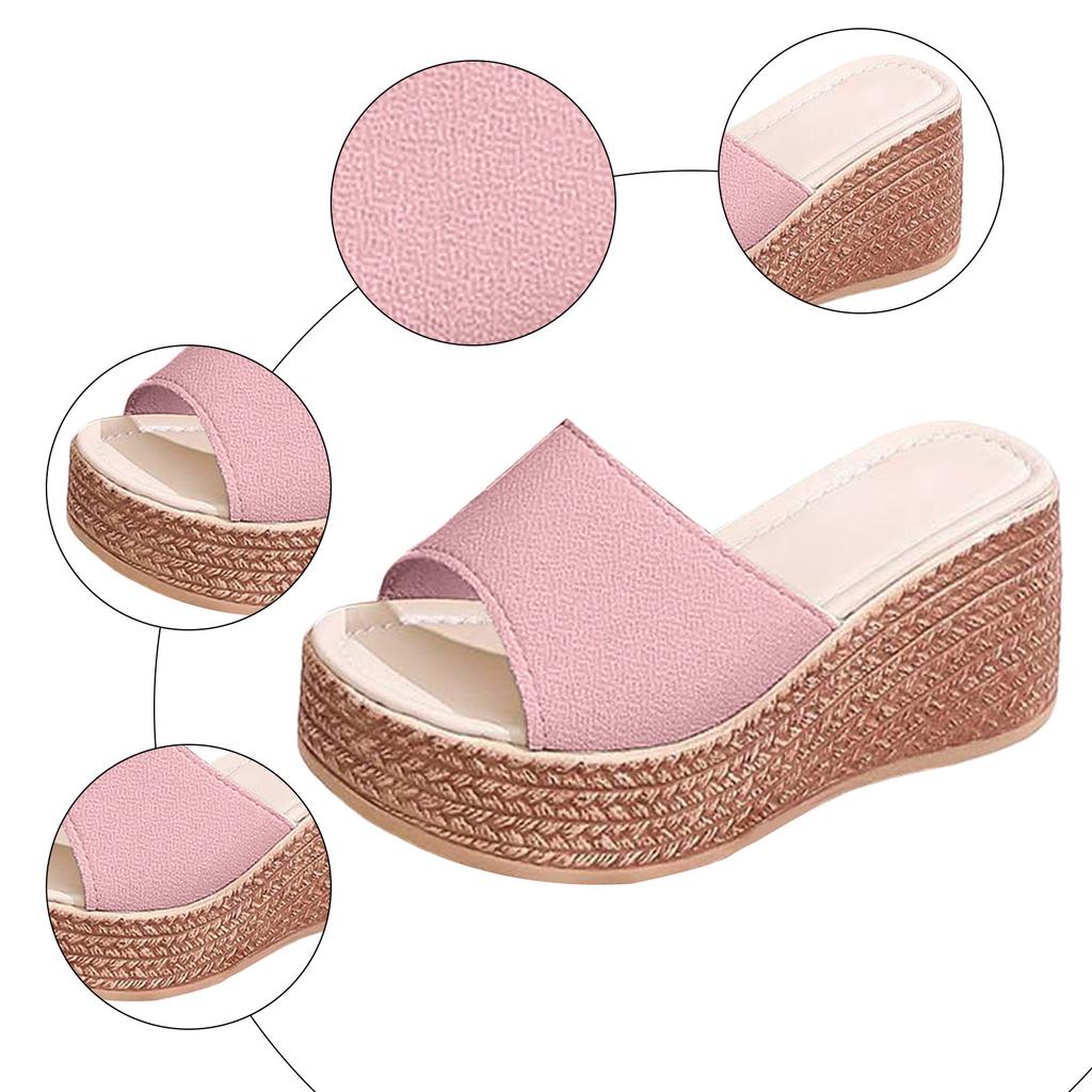 Platform Wedge Sandals For Women With Heels One Strap Design Stylish And Casual Leather Open Heel Cork Wedge Sandal For Womens
