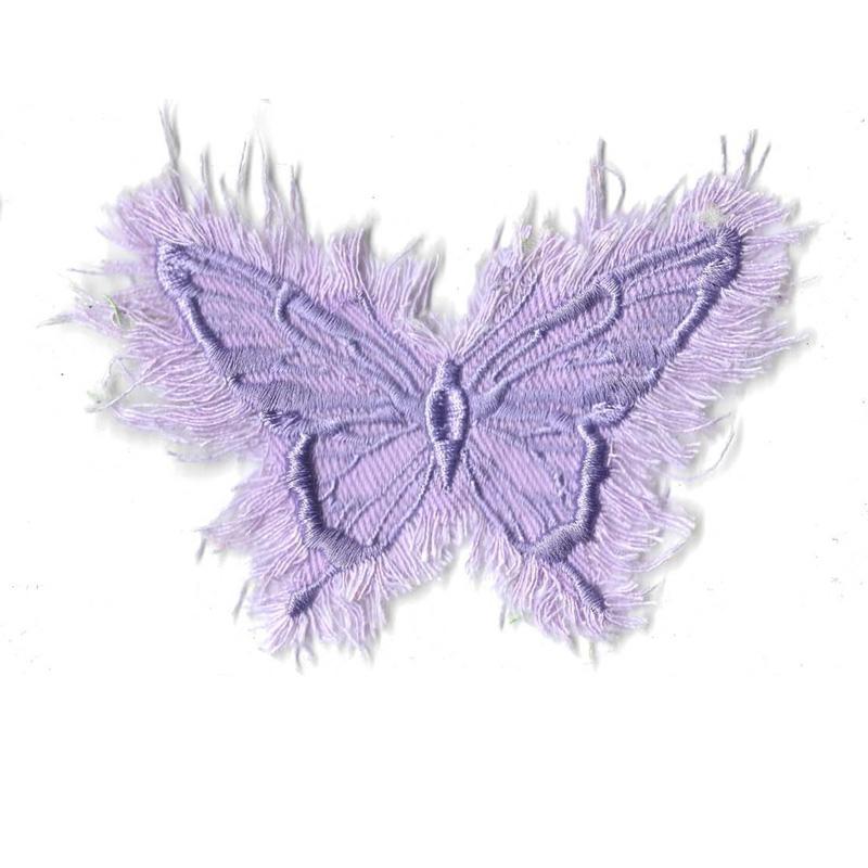

1PC Cloth Patch DIY Iron-on Patch for Clothing Bags Sew-on Badge Big Butterfly Embroidered Fashion Denim with Tassel Edge 11x10cm фиолетовый