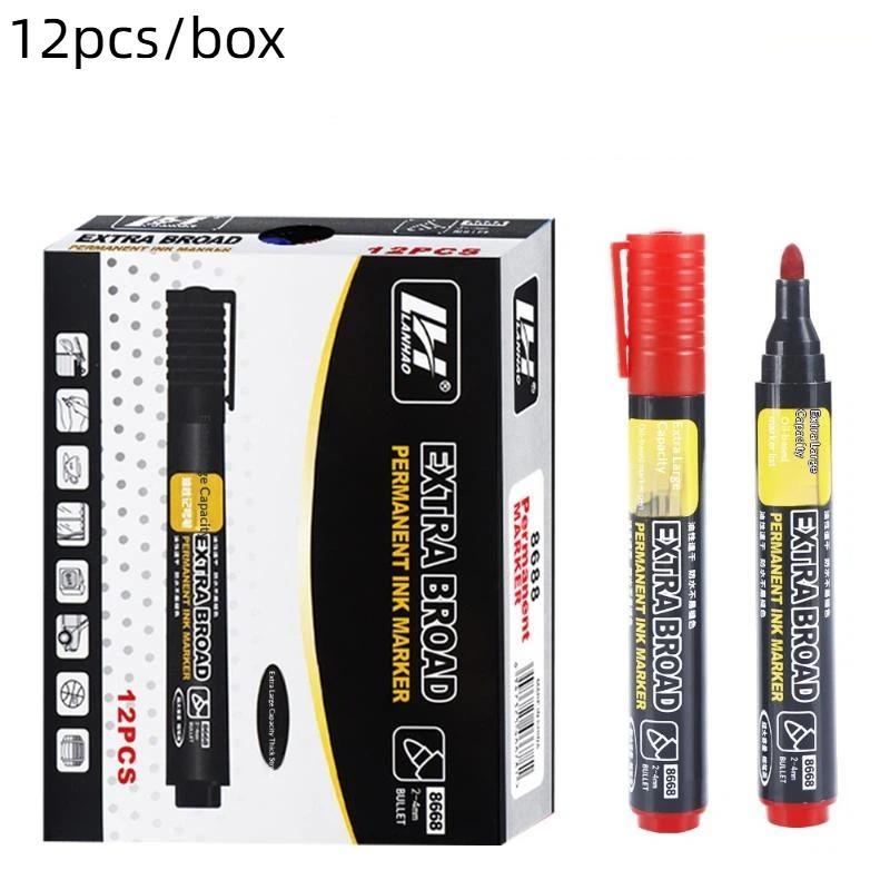 Hot Sale 12pcs Large-Capacity Marker,2-4mm Nib,Permanent Markers,Quick Drying,Logistics Marker Pen Courier Box Marker Pen