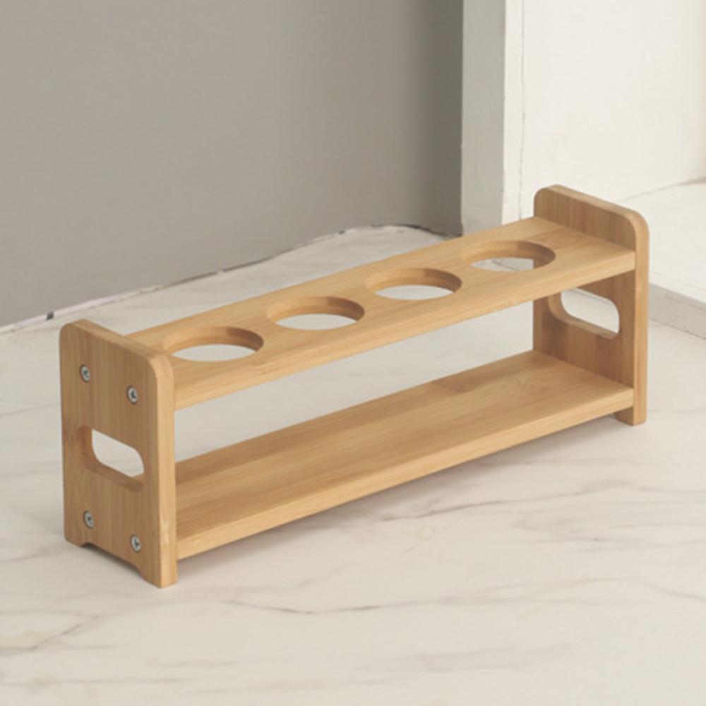 Single Tier Bamboo Spice Rack Kitchen Countertop Organizer Seasoning Bottles Storage Shelf A