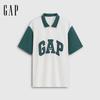 GAP Men's Pique Mesh Color-Block Logo Loose Polo Shirt