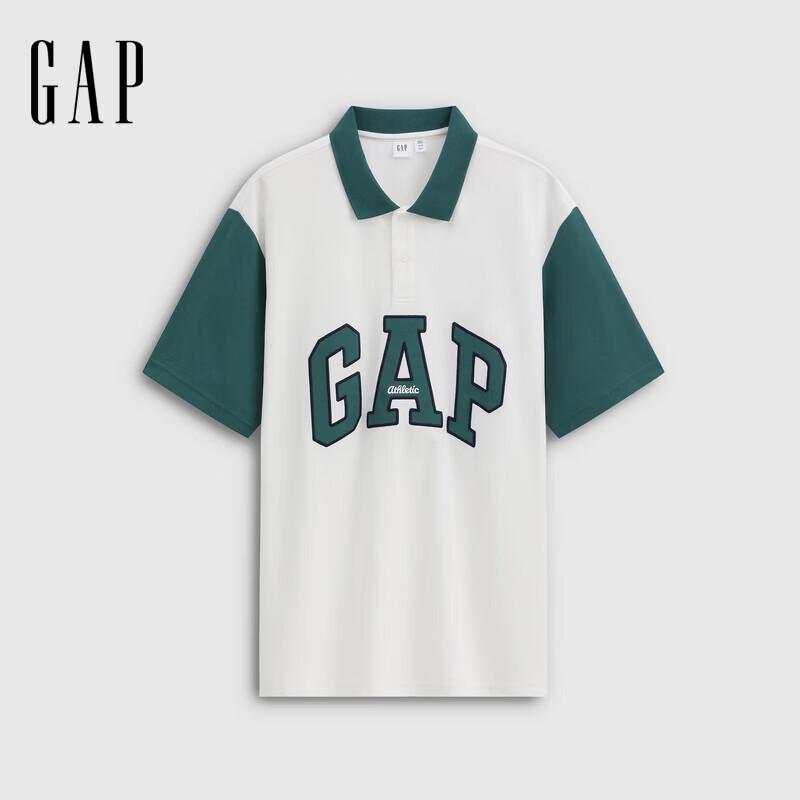 GAP Men's Pique Mesh Color-Block Logo Loose Polo Shirt