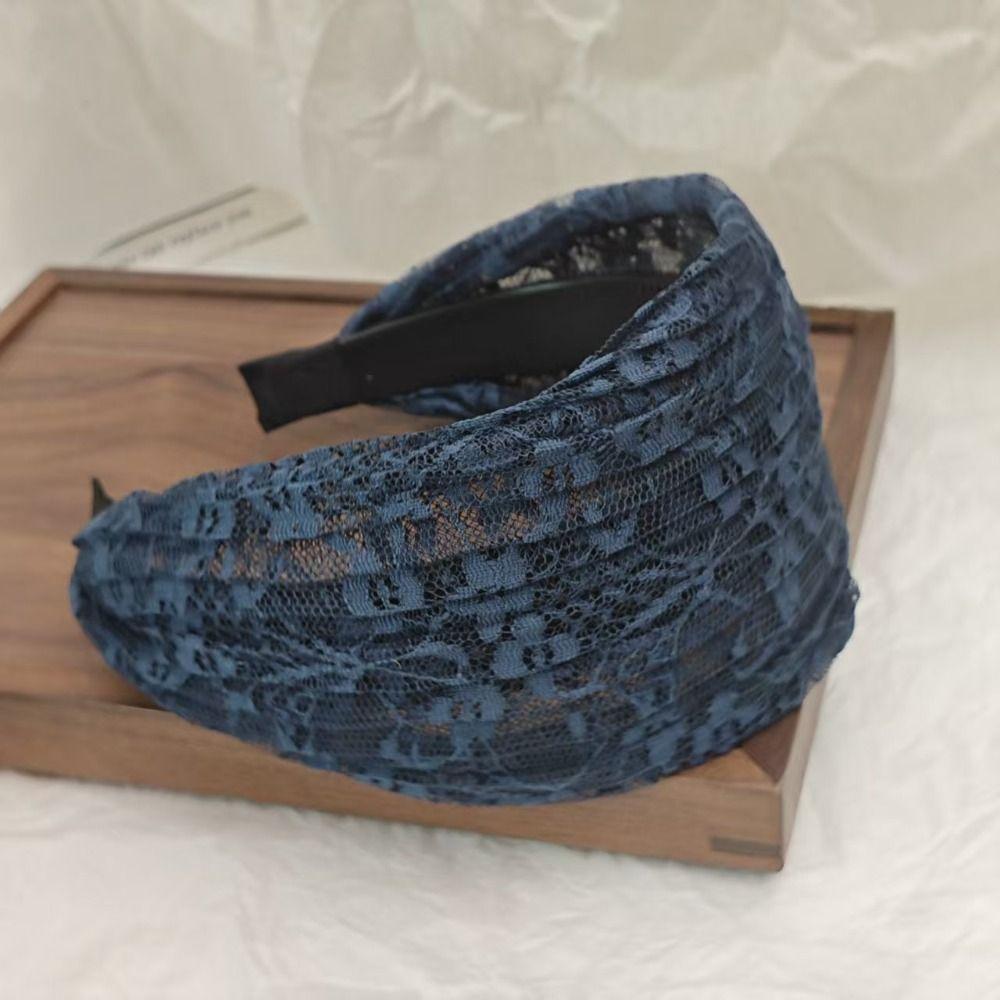 Hollow Wide Side Hair Hoop Elastic Women Lace Hairbands Lace Mesh Hair Band  for  Wash Face Use