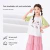 Xiaoyinman Girls' Cartoon Print Color Block Short Sleeve T-Shirt