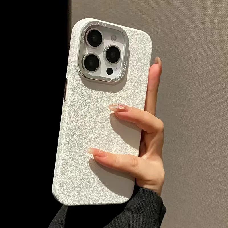 Luxury Matte Soft Leather Candy Phone Case For iPhone 15 14 Plus 13 12 11 Pro Max Lens Protection Shockproof Silicone Cover